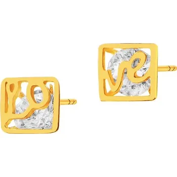 Náušnice Zlaté náušnice se zirkony - Love - AP527-7083