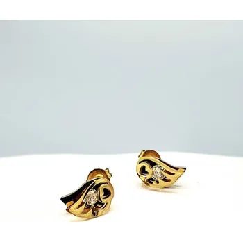 Náušnice Ocelové náušnice - Andělská křídla s kamínkem v barvě zlaté