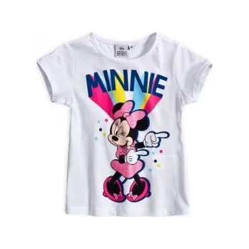 Dívčí tričko Sun City - Dívčí bavlněné tričko s krátkým rukávem Minnie Mouse Disney - bílé 128