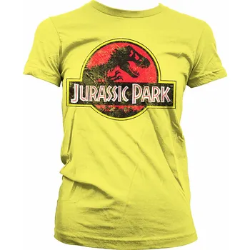 Dámské tričko Jurský Park tričko, Distressed Logo Girly Yellow, dámské M