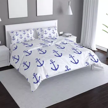 Povlečení Saténové povlečení Modré kotvy - Sablio - 140x220 / 90x70