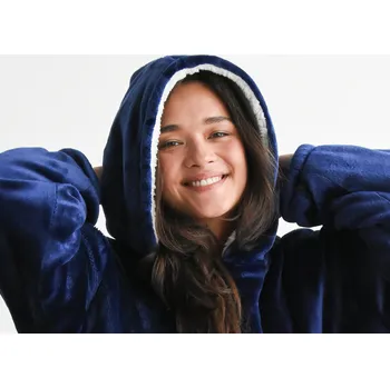 XPOSE® Mikinová deka s beránkem - tmavě modrá