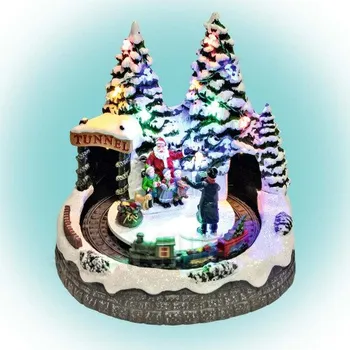 Vánoční ozdoba Dekorace vánoční vesnička s fotografem a vláčkem