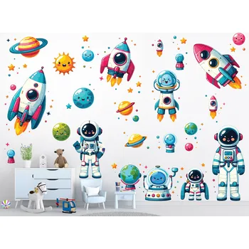 Samolepící dekorace Rakety a planetky samolepky na zeď arch 47 x 35 cm