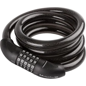 Zámek na kolo Zámek spirála M-WAVE DS 20.18 kouřový,kódovací.