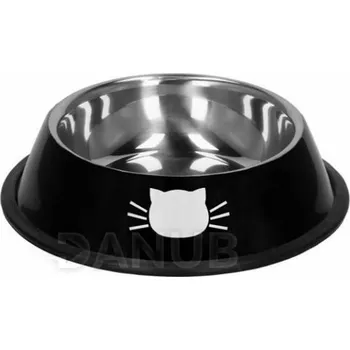 Miska pro kočky - kov + guma - černá