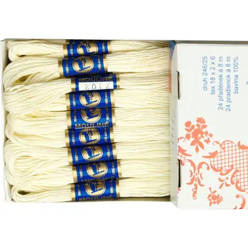 Příze Snový svět 7102 - Bavlněná vyšívací příze Mouline světle krémová