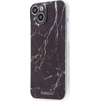 Pouzdro na mobilní telefon Kryt BABACO pro Apple iPhone 15 Plus - gumový - černý mramor