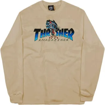 Pánské tričko Triko Longlsleeve Thrasher Leopard Sand Holiday 2020 S