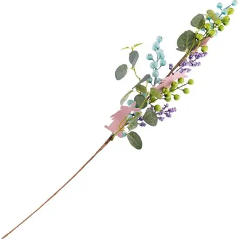 umělá květina Přízdoba Větvička 80cm eukalyptus, bobule, zajíčci