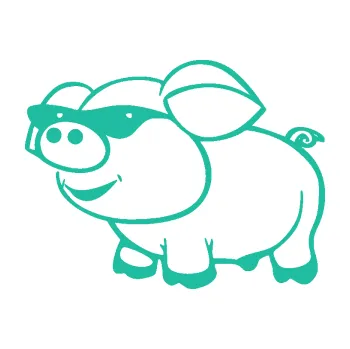 Samolepící dekorace SAMOLEPKA Prase 006 levá frajer v brýlích (25 - tyrkysová) NA AUTO, NÁLEPKA, FÓLIE, POLEP, TUNING, VLASTNÍ TEXT, TISK, AUTOSAMOLEPKY.cz, POLEPY, OBRÁZEK, LOGO, SAMOLEPKY