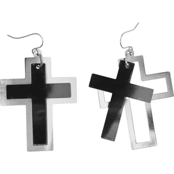 Karnevalový doplněk Kovové náušnice kříže