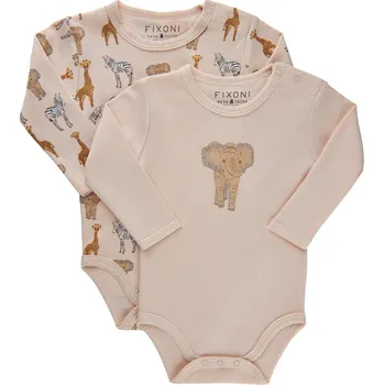 Kojenecký body BODY FIXONI KOJENECKÉ 2 KS, SE SLONEM A ZVÍŘÁTKY, RŮŽOVÉ Velikost: 62