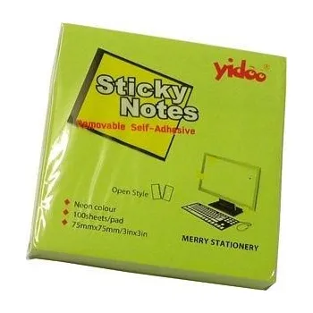 Samolepící bloček Samolepicí bloček neon 75 x 75 mm, zelený, 100 listů