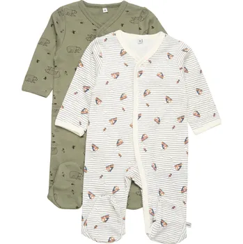 Kojenecký overall OVERALY PIPPI 2 KS, S MEDVĚDY A AUTY, DEEP LICHEN GREEN Velikost: 80