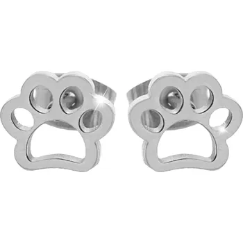 Náušnice JSB bijoux s.r.o. Ocelové náušnice puzety prořezávaná psí tlapka bez krystalů