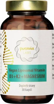 Puravia Labs Vegan Liposomal Vitamin D3 + K2 + Magnesium 30 cps.