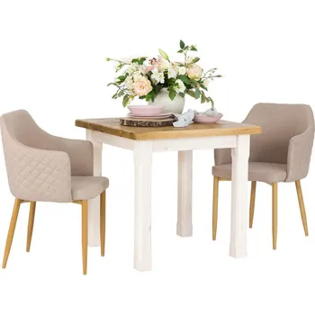 Jídelní stůl ARTEN (NANO Systems s.r.o.) Rustikální jídelní stůl POPRAD MES02A - borovice (bílý vosk) ROZMĚR: (š/h/v) 80 x 80 x 76 cm