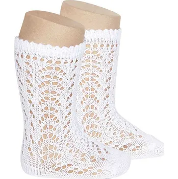 CONDOR DĚTSKÉ BAVLNĚNÉ HÁČKOVANÉ PODKOLENKY CONDOR, WHITE Velikost: 0 | výška 66-73 cm