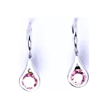 Náušnice Stříbrné náušnice slza pink zirkon - VE5 (Stříbrné náušnice s růžovým zirkonem)