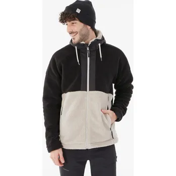 Pánská mikina QUECHUA Pánská turistická fleecová mikina Sherpa SH 900 3XL BÉŽOVÁ|ČERNÁ