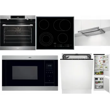 Set domácích spotřebičů AEG Mastery SteamBake BCK455350M + AEG Mastery DirectTouch HK654070FB + AEG DPE5660M + AEG Mastery MSB2547D-M + AEG FSK73607Z + AEG TSC6M181ES