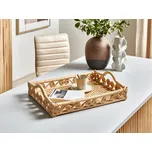 Dekorativní podnos světlý přírodní ratan Boho tác na drobnosti šperky tkané doplňky Beliani
