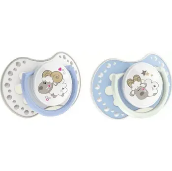 LOVI Dudlík silikonový dynamický NIGHT & DAY 0-3m 2ks ovečka modrá