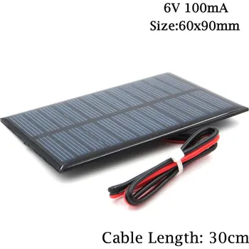 solární panel 6V solární panel s kabliky DIY pro nabíjení baterií mobilního telefonu robota 0,6W 1W 1,1W 2W 3W 3,5W 4,5W