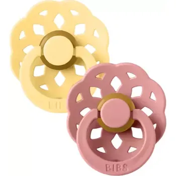 BIBS Boheme dudlíky z přírodního kaučuku 2ks velikost 2 (6-18měs) Pale Butter/Dusty Pink (240133)
