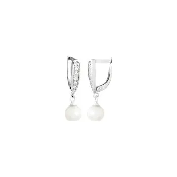 Náušnice Náušnice visací bílé zlato Perla sladkovodní bílá - 2