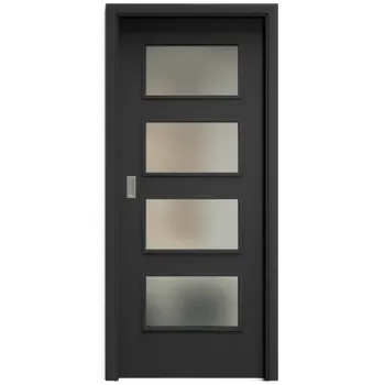 Interiérové dveře SAPELI SWING KOMFORT M49 - CPL LAMINÁT - POSUVNÉ DVEŘE VČ. ZÁRUBNĚ - Černá grafit Průchozí šířka (cm): 90, Průchozí výška (cm): 197, Typ skla: Satináto bílé