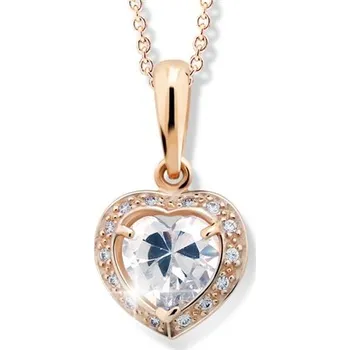 Přívěsek Přívěšek srdce z růžového zlata se zirkony ZZ1141F + DÁREK ZDARMA