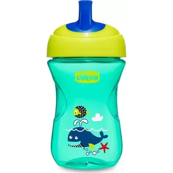 Kojenecká láhev Hrneček Chicco Pokročilý s brčkem 266 ml, zelený 12m +