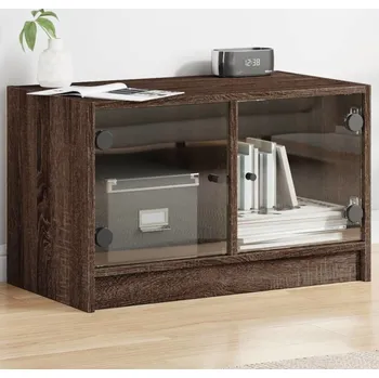 Televizní stolek vidaXL TV skříňka se skleněnými dvířky 68x37x42 cm [836358] Barva: hnědý dub