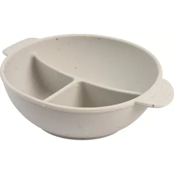 dětská jídelní sada Canpol babies Silikonová dělená miska s přísavkou DOTS 360ml šedá (51/403grey)
