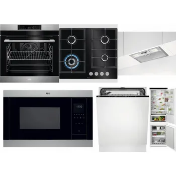 Set domácích spotřebičů AEG BPK742380M + AEG Mastery SpeedBurner HKB64420NB + AEG DGB3523S + AEG Mastery MSB2547D-M + AEG FSK73607Z + AEG TSC6M181ES