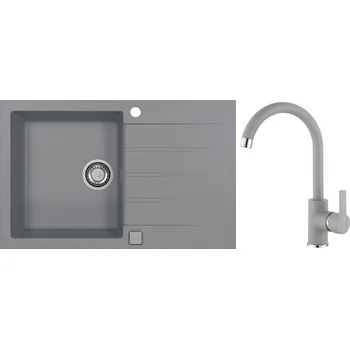 Granitový dřez Alveus Set Cadit 20 Granitový dřez s odkapem 790x500 mm + baterie Tonia 81, beton, SETA20013