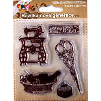 Dětské razítko Creatoys Gelová razítka - šicí stroj, nůžky