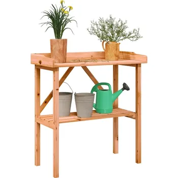 Zahradní stůl vidaXL Přesazovací stůl s policí 78 x 38 x 82,5 cm masivní jedle [156349] Barva: Hnědá