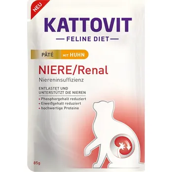 Krmivo pro kočku Kapsička KATTOVIT Feline Diet Renal Paté s kuřetem 85g