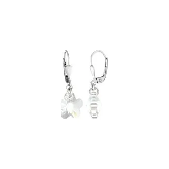 Náušnice Náušnice visací stříbrné Květina bílá Swarovski Elements - 2