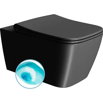 NUBES závěsná WC mísa, Swirlflush, 35x55cm, černá dual-mat