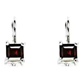 Náušnice Stříbrné náušnice čtverec přírodní granát - NK1370 (Stříbrné náušnice s přírodním granátem 5x5 mm)