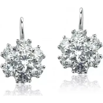 Náušnice Stříbrné náušnice květy čiré zirkony - VE89 (Stříbrné náušnice se zirkony)