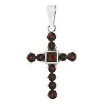 Český granát - přívěsek stříbrný Kříž