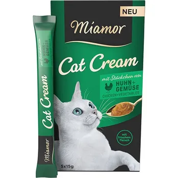 Pamlsek pro kočku MIAMOR Cat Snack Huhn & Gemuse-Cream - krém s kuřetem a zeleninou pro kočky 6x15g