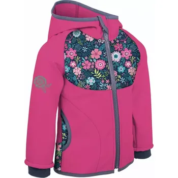 Chlapecká bunda Dětská softshellová bunda Unuo s fleecem Květinky fuchsiová velikost 92/98