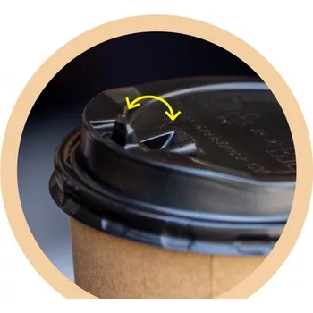 Jednorázové nádobí Gastro obaly Uzavíratelné PS víčko černé ke kelímku na kávu 8oz (min. počet 1000ks)