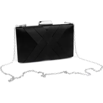 Kabelka Kabelka - psaníčko saténové - 4 černá stříbrná